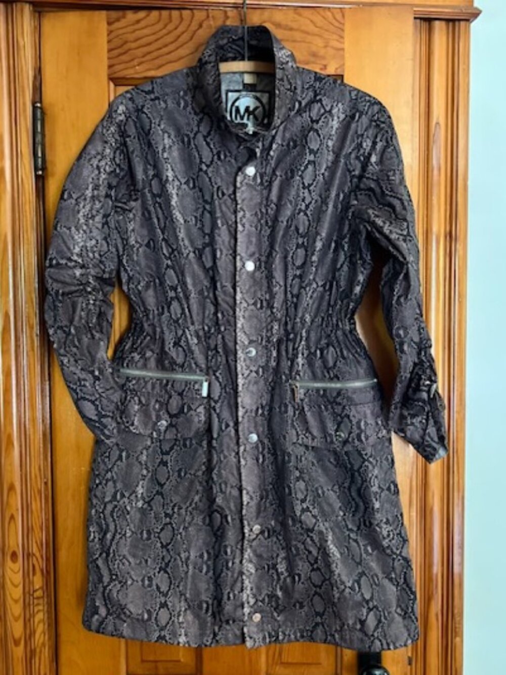 MICHAEL KORS WINDBREAKER JACKET RAIN COAT SNAKE PYTHON PRINT Woman's SMALL